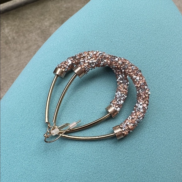 Francesca’s • Large Teardrop Sparkle Encrusted Earrings - Picture 4 of 5